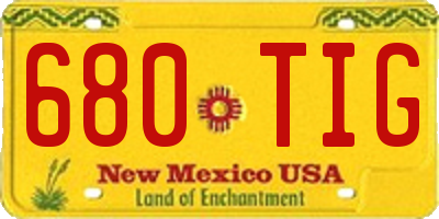 NM license plate 680TIG