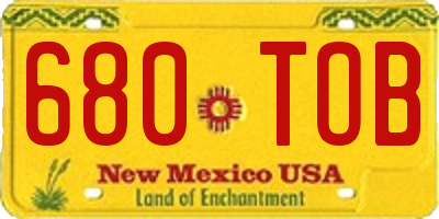 NM license plate 680TOB