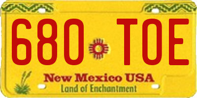 NM license plate 680TOE