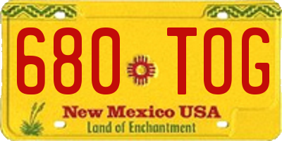 NM license plate 680TOG