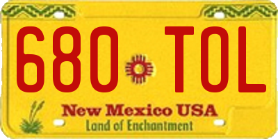 NM license plate 680TOL
