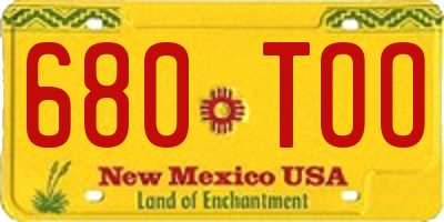 NM license plate 680TOO