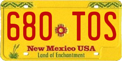 NM license plate 680TOS