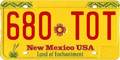 NM license plate 680TOT