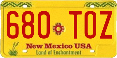 NM license plate 680TOZ