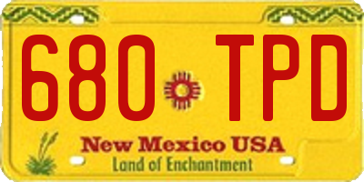 NM license plate 680TPD