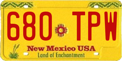 NM license plate 680TPW