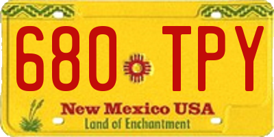 NM license plate 680TPY