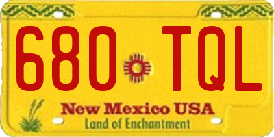 NM license plate 680TQL