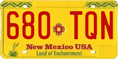 NM license plate 680TQN