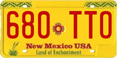 NM license plate 680TTO