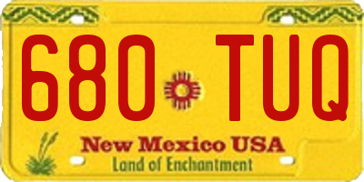 NM license plate 680TUQ