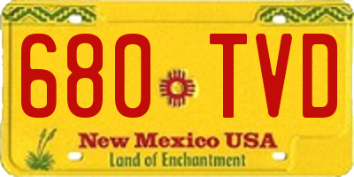 NM license plate 680TVD