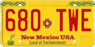 NM license plate 680TWE