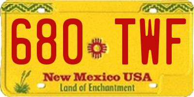 NM license plate 680TWF