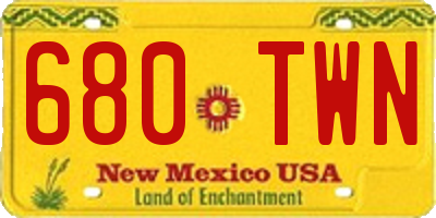 NM license plate 680TWN