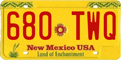 NM license plate 680TWQ