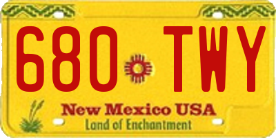 NM license plate 680TWY