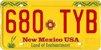 NM license plate 680TYB