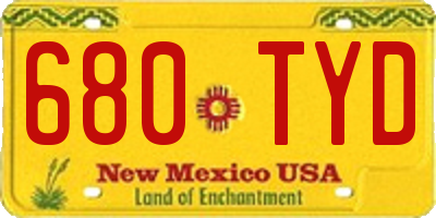 NM license plate 680TYD