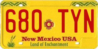 NM license plate 680TYN