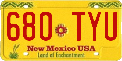 NM license plate 680TYU