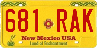 NM license plate 681RAK