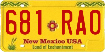 NM license plate 681RAO