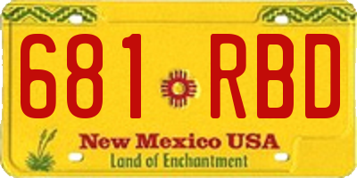 NM license plate 681RBD