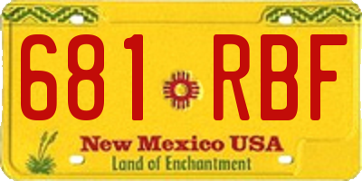 NM license plate 681RBF
