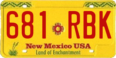 NM license plate 681RBK