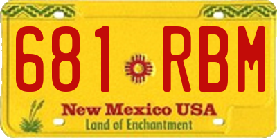 NM license plate 681RBM
