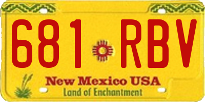 NM license plate 681RBV
