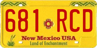 NM license plate 681RCD