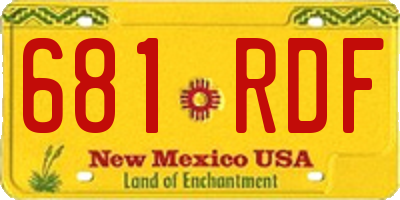 NM license plate 681RDF
