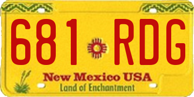 NM license plate 681RDG