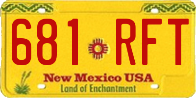 NM license plate 681RFT