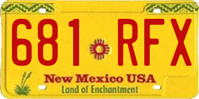 NM license plate 681RFX