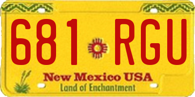 NM license plate 681RGU