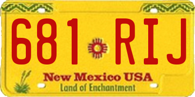 NM license plate 681RIJ