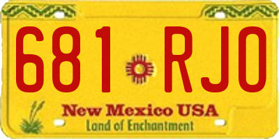 NM license plate 681RJO
