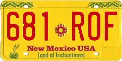 NM license plate 681ROF