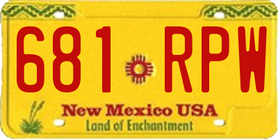 NM license plate 681RPW