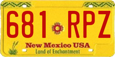 NM license plate 681RPZ