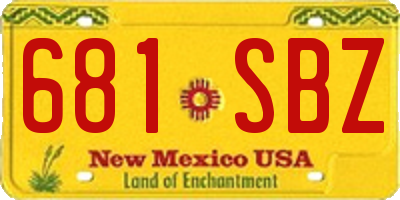 NM license plate 681SBZ