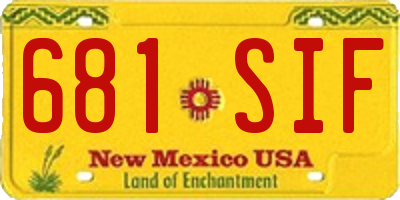 NM license plate 681SIF