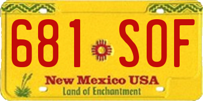NM license plate 681SOF
