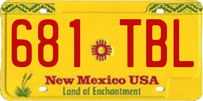 NM license plate 681TBL