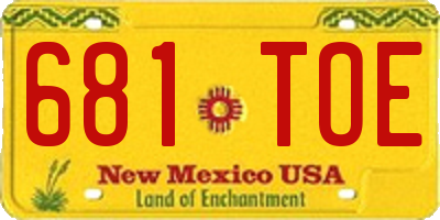 NM license plate 681TOE