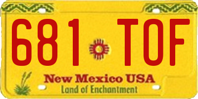 NM license plate 681TOF